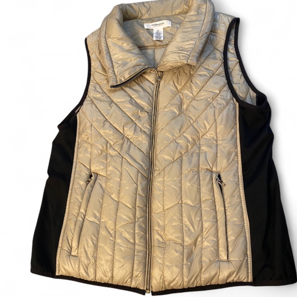 Workshop Republic Womens XL Cream/Light Tan Puffer Quilted Vest